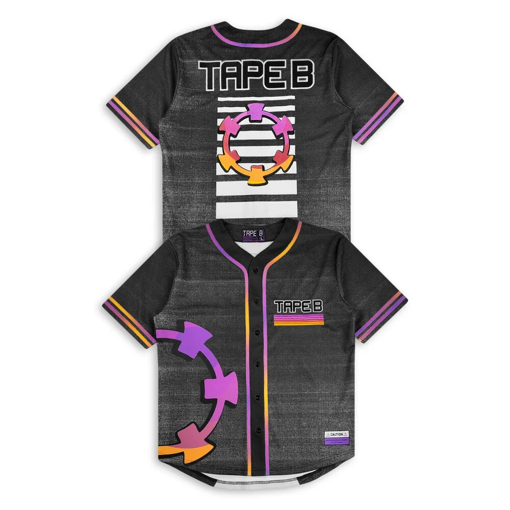 Tape B - High Energy Baseball Jersey Black Size Medium (M) EDM Rave